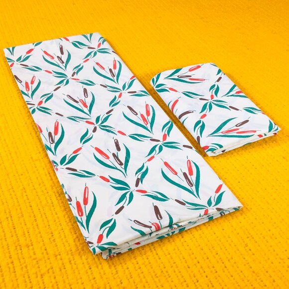 Vintage Wamsutta DAKOTAH Cattails Pillowcase Set 70s Ultracale Textile Bedding - Picture 6 of 10